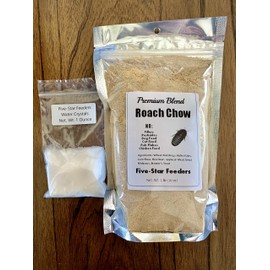 Premium Roach/Cricket Chow and Water Crystal Combos by Five-Star Feeders (1 lb. Roach Chow and 1 oz. Water Crystals)