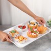 2 Pack Melamine Serving Trays with Handles, Large White Rectangular