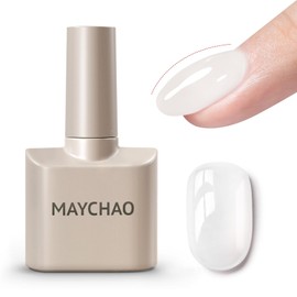 MAYCHAO 15ML Milky White Builder Nail Gel 7 in 1 Clear Milky Builder Strengthener Gel Nail Polish for Nail Extension, Hard Gel Builder Base Gel Rhinestone for Valtines Home Manicure, 0.5 OZ-28