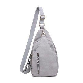 Jen & Co M2342-GY Nikki Adjustable Strap Chest Purse, Vegan Leather Multipurpose Sling Bag, Grey