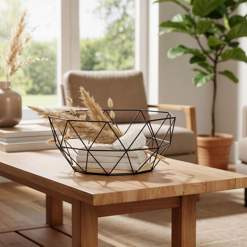 levandeo Metal Basket, Copper, 26 x 12 cm Modern, Wood,