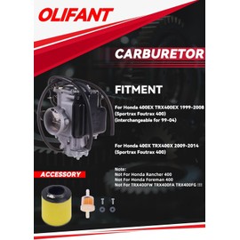 Carburetor For Honda Sportrax 400 1999-2014/400EX TRX400EX 1999-2008/400X TRX400X 2009-2014 Replacement 16100-HN1-013 16100-HN1-A43 With Air Filter