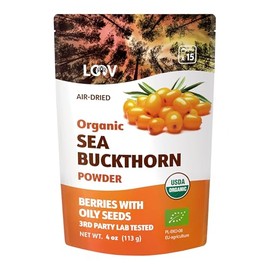 LOOV Polvo de Baya de Espino Amarillo Orgánico, Alto en Fibra, Omegas, Vitamina C, Vitamina E, Hecho de Bayas Enteras, 4 Oz, Cultivado en Clima Nórdic