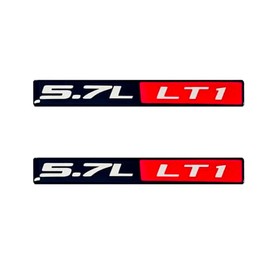 Pair Set LT1 5.7L Engine Emblem 3D Badge Decal NAMEPLATE Sticker (Red)