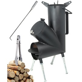 TAFEIDA ROCKET STOVE is the perfect wood stove. A portable wood-burning camping stove with a fire poker. For camping gear & survival gear, backyard cooking. Camping grill, outdoor events.