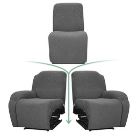 YEMYHOM 8 Pieces Stretch Recliner Sofa Cover Latest Jacquard Reclining Couch Cover with Side Pocket Anti-Slip Fitted 3 Cushion Furniture Slipcovers with Elastic Bottom (Sofa Recliner, Light Gray)