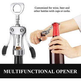 PQCLXUYA Wine Opener Gift Set, Zinc Alloy Premium Wing Corkscrew with Multifunctional Bottles Opener, Sharp Wine Corkscrew with Ergonomic Non-Slip Wing Handle, Upgrade of Housewives Sommelier