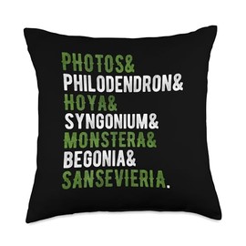 Pothos Philodendron Hoya Syngonium Monstera Houseplant Throw Pillow