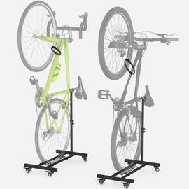 Vertical Bike Stand, Upright Bike Parking Rack Floor, Adjustable Bicycle Storage for Wheels Sizes up to 29", Freestanding Bicycle Organizer with Swivel Casters, Indoor Bike Holder for Garage 2-Pack