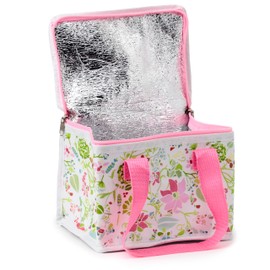 Puckator Cool Lunch Bag Julie Dodsworth Pink Botanical Design Made from Rec' Plastic Bottles - Insulated Lunch Bag for Women Men Children - Lunch Box Bag for Work & School - Beach Picnic Accessories