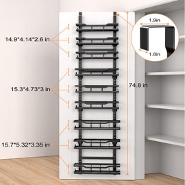 MSERCUOR Over The Door Pantry Organizer, 9-Tier Over The Door Organizer with Adjustable Baskets, Metal Hanging Spice Rack for Pantry Organizers and Storage, Suitable for Kitchen Laundry Room & Bathroom, Black