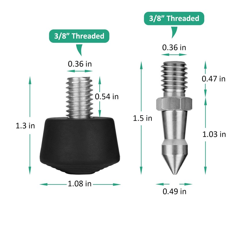 Rigych 6 Pcs Tripod Spike Feet 3/8-16 Thread Rubber Feet