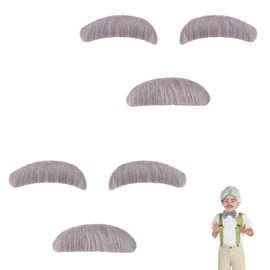 Pack of 2 Mustache for Gluing, Fake Beard, Beard for Gluing, Beard Costume, Wig Old Man Grey, Beards for Gluing, Beard for Gluing, False Moustache, for Christmas Party