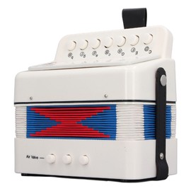 Button Accordion for Beginners 7 Keys Control 2 Bass Kids Educational Musical Instrument Stage Performance Practice White