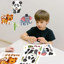 24 Sheets Large Size Make a Face Stickers,Make Your Own Stickers Animal Kids Sticker Sheets for Girls Boys Kids Party Favor Supplies Craft