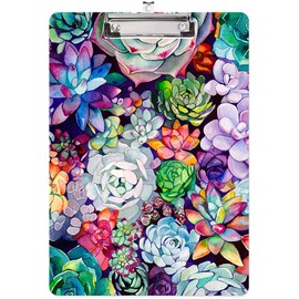 Fashion Clipboard, A4 Letter Size Wooden Decorative Clipboards for Teacher, Nurse, Doctor,Student and Kids, Cute Design for Standard Size 12.2" x 8.9" (C-Succulents)