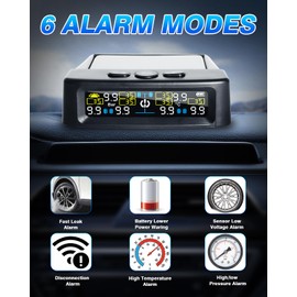 RV Tire Pressure Monitoring System, TPMS Tire Pressure Monitor System with Solar Charge or USB, TPMS with 6 Sensors Trailer Tire Pressure Monitoring System Real-Time Display Tire Pressure Monitor