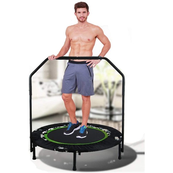 Tomasar Foldable Mini Trampoline Rebounder, Max Load 300lbs Rebounder Trampoline Exercise Trampoline with Adjustable Handrail for Indoor/Garden/Workout Cardio