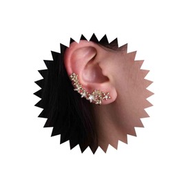 Yheakne Vintage Crystal Flower Ear Cuff Earrings Cz Flower Ear Climber Cuff Earrings Gold Flower Cuff Wrap Earrings Non Pierced Clip On Earrings Jewelry for Women