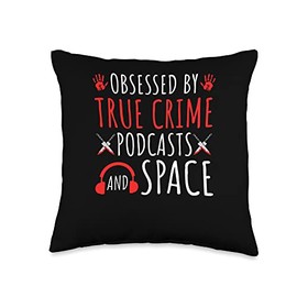 True Crime Podcasts and Space, Astronomy Murder Show Throw Pillow