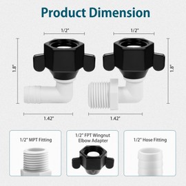 WASSERMANN RV Plumbing Parts, 1/2"NPSF-1/2"Barb and 1/2"NPSF-1/2"NPSM Elbow Swivel Adapter, RV Water Pump Fittings for Water Pump Strainer & RV Water Pumps, Nylon, 2 Pack