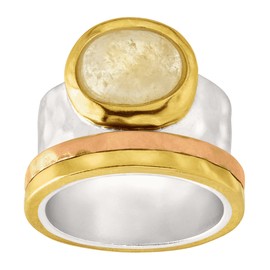 Silpada 'Metallic Mix' Natural Citrine Ring in Sterling Silver, Brass, & Copper, Size 5, Size 5