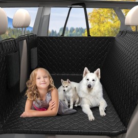 Petiza Back Seat Extender for Dogs Hard Bottom Dog Car Seat Cover for Back Seat Heavy Duty Scratch Proof Nonslip Durable Soft 100% Waterproof Dog Hammock for Car Truck SUV
