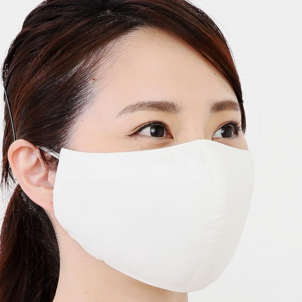 Tsuyon T-77 New UV Protection Mask, Wide, Pack of 2, Reusable, Won't Hurt Your Ears Even After Long Time Wear, UV Protection, 97% Shielding Rate, Made in Japan, Fabric, Solid Color, Off White