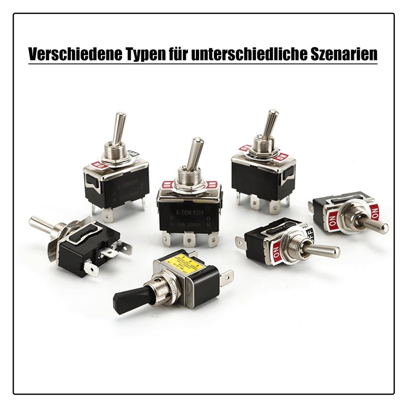 Powice 3 x Toggle Switch 12 V/15 A, Mini Boat