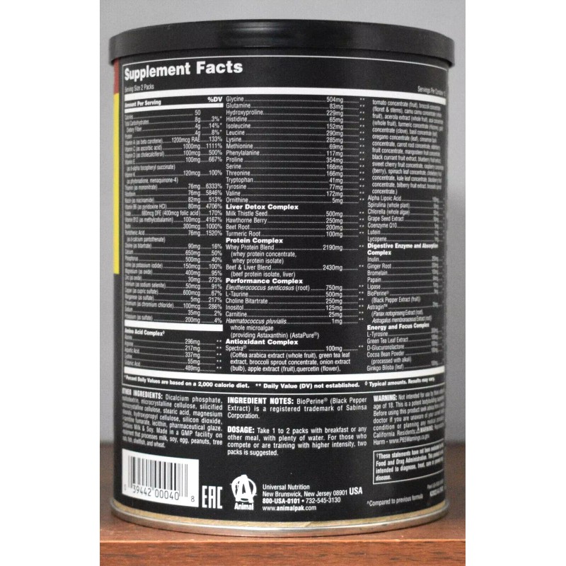 Universal Nutrition ANIMAL PAK 30 Packs Training Pack Updated Formula