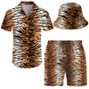 ifamawlea Men's 2 Piece Animal Print Tiger Hawaiian Shirt Shorts
