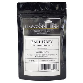 Elmwood Inn Fine Teas, Earl Grey Black Tea, 25 Pyramid Sachet Tea Bags