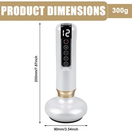 Cellulite Massager, Electric Cupping Device, Anti Cellulite Massager, Hand Massager, Adjustable 12 Gears, Cupping Massager Against Cellulite for Back, Waist, Stomach, Arms, Legs, Buttocks (White)