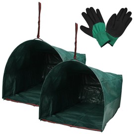 Alvorox Leaf Collector, Reusable Lawn and Garden Bags 2 Pack 72 Gallon Large Yard Dustpan-Type Garden Bag for Collecting Leaves, Collapsible Trash Can, with Gardening Gloves