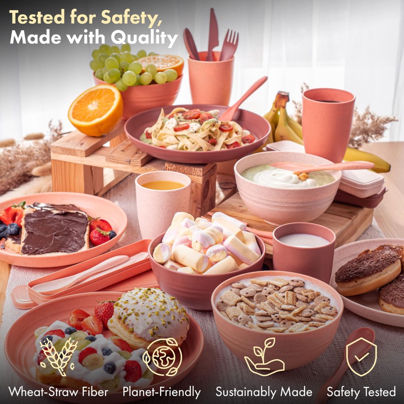 FOODLE Wheat Straw Dinnerware Set - BPA Free & Safety
