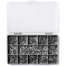 Set of 460 Assorted Square Section Spring Washers -DIN 7980- M3, M4, M5, M6 and M8, A2 (304 Grade) Stainless Steel; Sturdy Re-Cycled Compartment Box