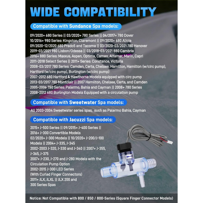 2560-040 Pool Flow Switch with Tee & Cable, Flow Sensor
