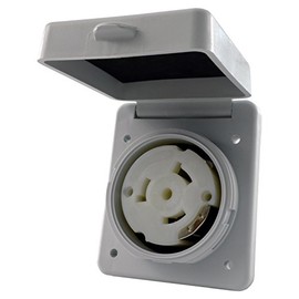 Conntek 50 Amp Outlet 80722-SQWT 50 Amp 125/250V Detachable Outlet, Square White Cover