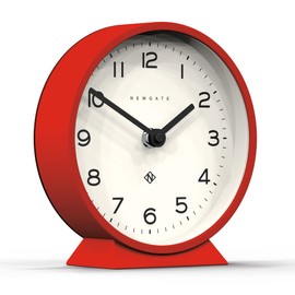 NEWGATE® M Mantel Silent Sweep Mantel Clock - 'No Tick' - A Modern Mantelpiece Clock - Small Clock - Mantel Clocks - Minimalist Dial - (Red)