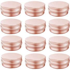 Tarro de aluminio de 5 onzas con tapón de rosca de 15 ml, recipientes recargables para cosméticos, bálsamo labial, crema, loción, bálsamos, especias, salva, oro rosa, 12 unidades