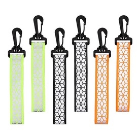 Reflective Keychain Tags – 6PCS High-Visibility Safety Reflectors with Key Rings, Nylon Straps for Night Walking, Running, Cycling, Backpack & Pet Collar Use, Lightweight and Portable