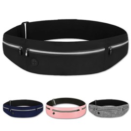 Running Belt for Men/Women, Waist Pack/Phone Holder for Running with Headphone Port, Water Resistant Fanny Pack, Reflective Strips fits Large Phone for Running, Hiking, Cycling (Black, Large)