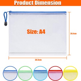 10X Zip Wallets – Plastic Wallet Document Folder Zip Lock Bags Plastic Pockets Zipper File Wallet for School Office Homework Travel Storage Bags Multi Colors (10X A4)