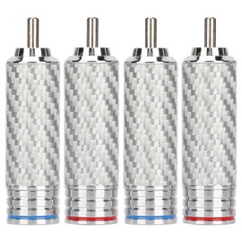 4Pcs RCA Sound Plug Chrome Plated Welding Phono RCA Male Plug for 8mm Wire Diameter Speaker Equipment