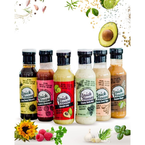 Keto Salad Dressing Variety Pack. Six different flavors of low carb & low sodium salad dressing/marinades by Brick House Vinaigrettes. Gluten free/Dairy free with sugar free & vegan options (6pk)