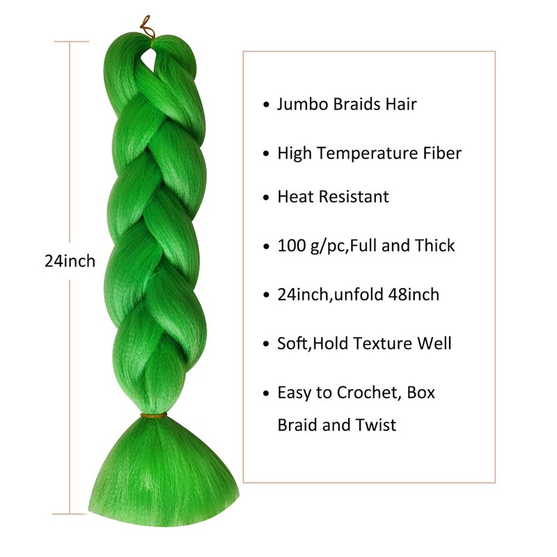 Herina Green Braiding Hair For Braids One Pack Jumbo Fake