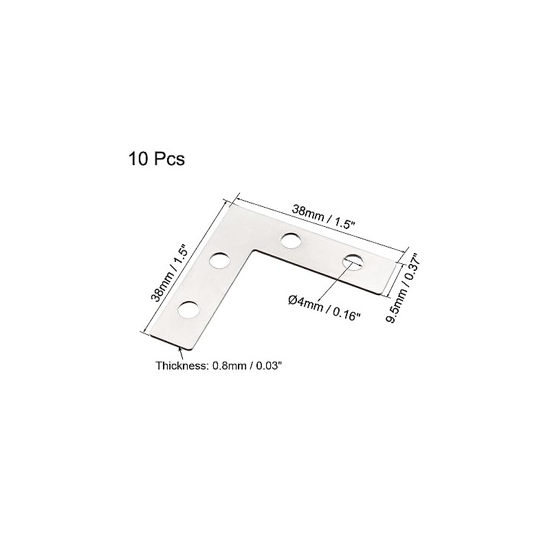 sourcing map Flat Angle Bracket Plate L Shape Repair Joining