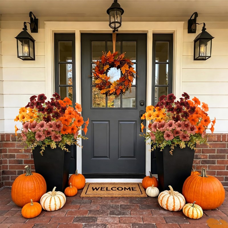 BlueCloudy 16 Bundles Autumn Flowers Artificial Autumnal Silk Faux Flower