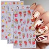 3 Sheets Embossed Maple Leaf Nail Stickers Autumn Fruit Nail