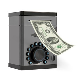 Boys Piggy Bank, Challenge Childs’ Money Saving Habits, Saquuiui Kids Safe ATM Machine, 2024 Electronic Coin Money Bank, Xmas Birthday Present for Boy Ages 3-13 (Black)